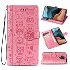 For Xiaomi Redmi K30 Pro Cute Cat and Dog Embossed Horizontal Flip Leather Case with Bracket / Card Slot / Wallet / Lanyard(Pink) - 1