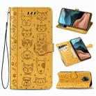 For Xiaomi Redmi K30 Pro Cute Cat and Dog Embossed Horizontal Flip Leather Case with Bracket / Card Slot / Wallet / Lanyard(Yellow) - 1
