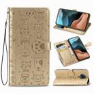 For Xiaomi Redmi K30 Pro Cute Cat and Dog Embossed Horizontal Flip Leather Case with Bracket / Card Slot / Wallet / Lanyard(Gold) - 1