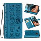For Xiaomi Redmi K30 Pro Cute Cat and Dog Embossed Horizontal Flip Leather Case with Bracket / Card Slot / Wallet / Lanyard(Blue) - 1