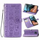 For Xiaomi Redmi K30 Pro Cute Cat and Dog Embossed Horizontal Flip Leather Case with Bracket / Card Slot / Wallet / Lanyard(Purple) - 1