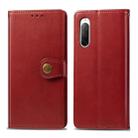 For Sony Xperia 10 II Retro Solid Color Leather Buckle Phone Case with Lanyard & Photo Frame & Card Slot & Wallet & Stand Function(Red) - 1