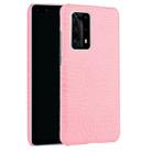 For Huawei P40 Pro+ / P40 Pro Plus Shockproof Crocodile Texture PC + PU Case(Pink) - 1