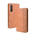 For  Sony Xperia 1 II Magnetic Buckle Retro Crazy Horse Texture Horizontal Flip Leather Case  , with Holder & Card Slots & Photo Frame(Brown) - 1