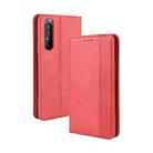 For  Sony Xperia 1 II Magnetic Buckle Retro Crazy Horse Texture Horizontal Flip Leather Case  , with Holder & Card Slots & Photo Frame(Red) - 1