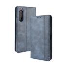 For  Sony Xperia 1 II Magnetic Buckle Retro Crazy Horse Texture Horizontal Flip Leather Case  , with Holder & Card Slots & Photo Frame(Blue) - 1