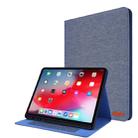 For iPad Pro 12.9(2020) Horizontal Flip TPU + Fabric PU Leather Protective Case with Name Card Clip(Deep Blue) - 1