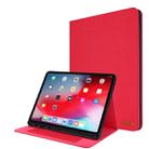 For iPad Pro 12.9(2020) Horizontal Flip TPU + Fabric PU Leather Protective Case with Name Card Clip(Red) - 1