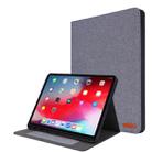 For iPad Pro 12.9(2020) Horizontal Flip TPU + Fabric PU Leather Protective Case with Name Card Clip(Gray) - 1