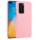 For Huawei P40 Shockproof Crocodile Texture PC + PU Case(Pink) - 1