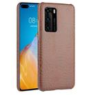 For Huawei P40 Shockproof Crocodile Texture PC + PU Case(Brown) - 1