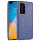 For Huawei P40 Shockproof Crocodile Texture PC + PU Case(Blue) - 1