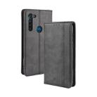 For Motorola Moto G8 Power Magnetic Buckle Retro Crazy Horse Texture Horizontal Flip Leather Case  , with Holder & Card Slots & Photo Frame(Black) - 1