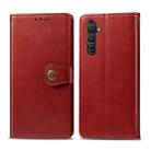 For OPPO Realme X50 Pro Retro Solid Color Leather Buckle Phone Case with Lanyard & Photo Frame & Card Slot & Wallet & Stand Function(Red) - 1