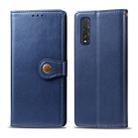 For OPPO Find X2 Retro Solid Color Leather Buckle Phone Case with Lanyard & Photo Frame & Card Slot & Wallet & Stand Function(Blue) - 1