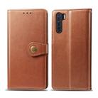 For OPPO F15/A91 Retro Solid Color Leather Buckle Phone Case with Lanyard & Photo Frame & Card Slot & Wallet & Stand Function(Brown) - 1