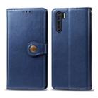 For OPPO F15/A91 Retro Solid Color Leather Buckle Phone Case with Lanyard & Photo Frame & Card Slot & Wallet & Stand Function(Blue) - 1