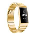 One Beads Slingshot Buckle Solid Stainless Steel Watch Band for Fitbit Charge 4(Gold) - 1