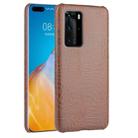 For Huawei P40 Pro Shockproof Crocodile Texture PC + PU Case(Brown) - 1