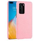 For Huawei P40 Pro Shockproof Crocodile Texture PC + PU Case(Pink) - 1