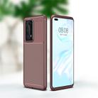 For Huawei P40 Pro+ Carbon Fiber Texture Shockproof TPU Case(Brown) - 1