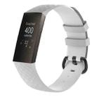 Diamond Pattern Silicone Watch Band for Fitbit Charge 4 Large Size:210*18mm(White) - 1
