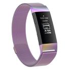 Stainless Steel Magnet Watch Band for FITBIT Charge  4 / 3，Small Size: 190x18mm(Light Purple) - 1