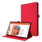 For Lenovo M10 Plus Horizontal Flip TPU + Fabric PU Leather Protective Case with Name Card Clip(Red) - 1