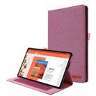 For Lenovo M10 Plus Horizontal Flip TPU + Fabric PU Leather Protective Case with Name Card Clip(Rose Red) - 1