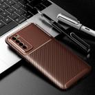 For Huawei Nova 7 Pro Carbon Fiber Texture Shockproof TPU Case(Brown) - 1
