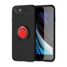 For iPhone SE 2022 / SE 2020 Metal Ring Holder 360 Degree Rotating TPU Case(Black+ Red) - 1