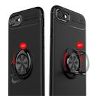 For iPhone SE 2022 / SE 2020 Metal Ring Holder 360 Degree Rotating TPU Case(Black+ Red) - 2