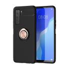 For Huawei Nova 7 SE  Metal Ring Holder 360 Degree Rotating TPU Case(Black+Rose Gold) - 1