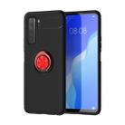 For Huawei Nova 7 SE  Metal Ring Holder 360 Degree Rotating TPU Case(Black+ Red) - 1