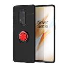 For Oneplus 8 Pro Metal Ring Holder 360 Degree Rotating TPU Case(Black+ Red) - 1