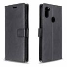 For Galaxy A11 Crazy Horse Texture Horizontal Flip Leather Case with Holder & Card Slots & Wallet & Photo Frame(Black) - 1