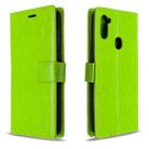 For Galaxy A11 Crazy Horse Texture Horizontal Flip Leather Case with Holder & Card Slots & Wallet & Photo Frame(Green) - 1