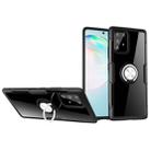 For Galaxy A91 Shockproof Transparent TPU + Acrylic Protective Case with Ring Holder(Black+Silver) - 1