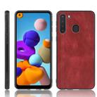 For Galaxy A21 Shockproof Sewing Cow Pattern Skin PC + PU + TPU Case(Red) - 1
