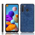 For Galaxy A21 Shockproof Sewing Cow Pattern Skin PC + PU + TPU Case(Blue) - 1