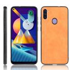 For Galaxy A11 Shockproof Sewing Cow Pattern Skin PC + PU + TPU Case(Orange) - 1