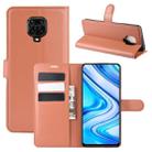 For Xiaomi Redmi Note 9 Pro/Note 9S/Note 9 Pro Max Litchi Texture Horizontal Flip Protective Case with Holder & Card Slots & Wallet(Brown) - 1