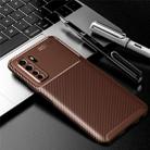 For Huawei Honor Nova 7 SE Carbon Fiber Texture Shockproof TPU Case(Brown) - 1