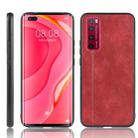 For Huawei nova 7 Pro Shockproof Sewing Cow Pattern Skin PC + PU + TPU Case(Red) - 1