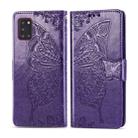 For Galaxy A31 Butterfly Love Flower Embossed Horizontal Flip Leather Case with Bracket / Card Slot / Wallet / Lanyard(Dark Purple) - 1