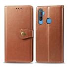 For OPPO Realme C3 Retro Solid Color Leather Buckle Phone Case with Lanyard & Photo Frame & Card Slot & Wallet & Stand Function(Brown) - 1