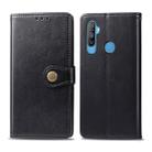 For OPPO Realme C3 Retro Solid Color Leather Buckle Phone Case with Lanyard & Photo Frame & Card Slot & Wallet & Stand Function(Black) - 1