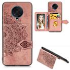 For Xiaomi Redmi K30 Pro Mandala Embossed Magnetic Cloth PU + TPU + PC Case with Holder & Card Slots & Wallet & Photo Frame & Strap(Rose Gold) - 1