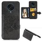 For Xiaomi POCO X2 Mandala Embossed Magnetic Cloth PU + TPU + PC Case with Holder & Card Slots & Wallet & Photo Frame & Strap(Black) - 1