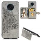 For Xiaomi POCO X2 Mandala Embossed Magnetic Cloth PU + TPU + PC Case with Holder & Card Slots & Wallet & Photo Frame & Strap(Gray) - 1